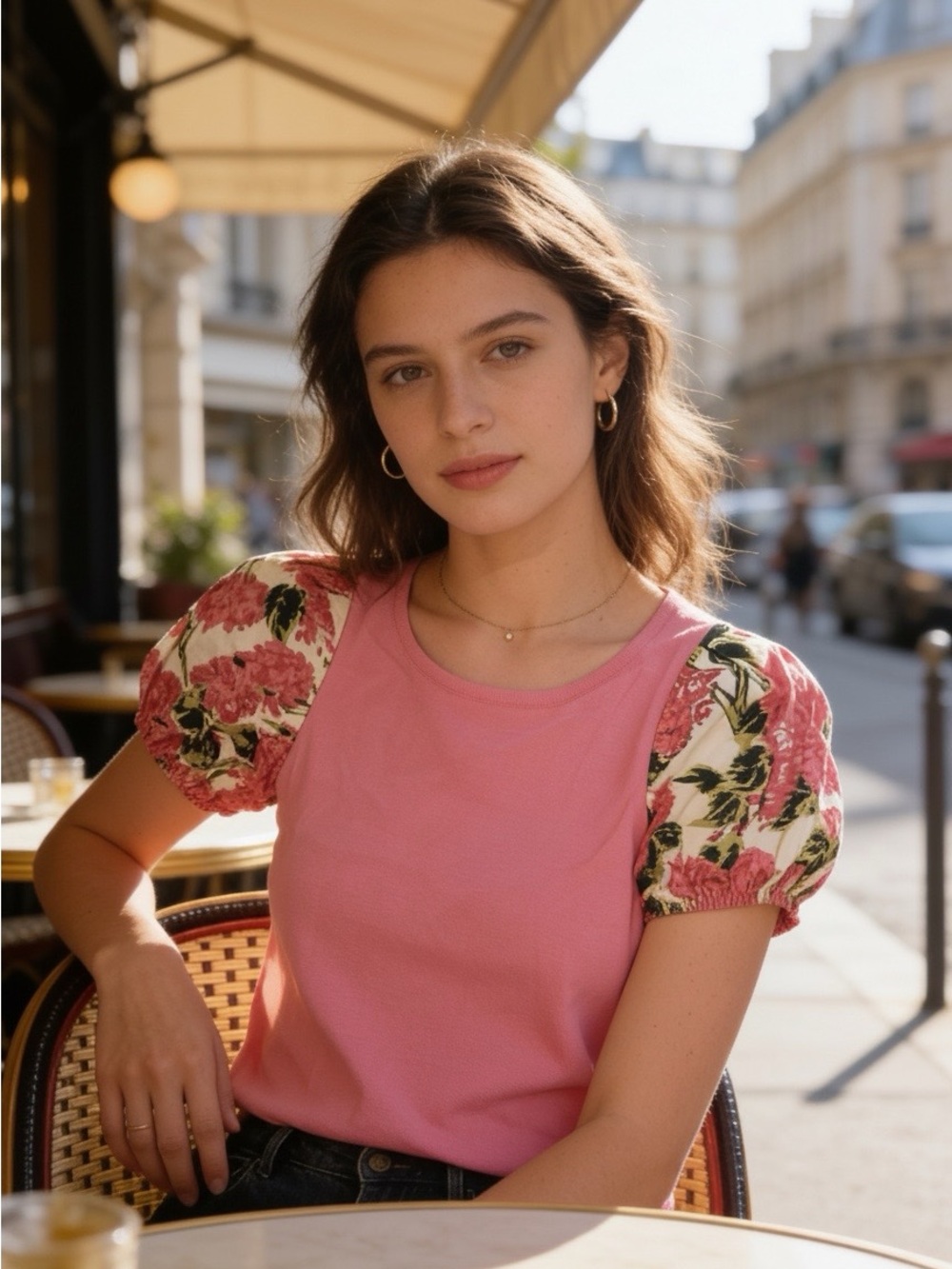 Flora Bea New York Pink Floral Puff Sleeve Shirt Women’s Size XS (fits small)